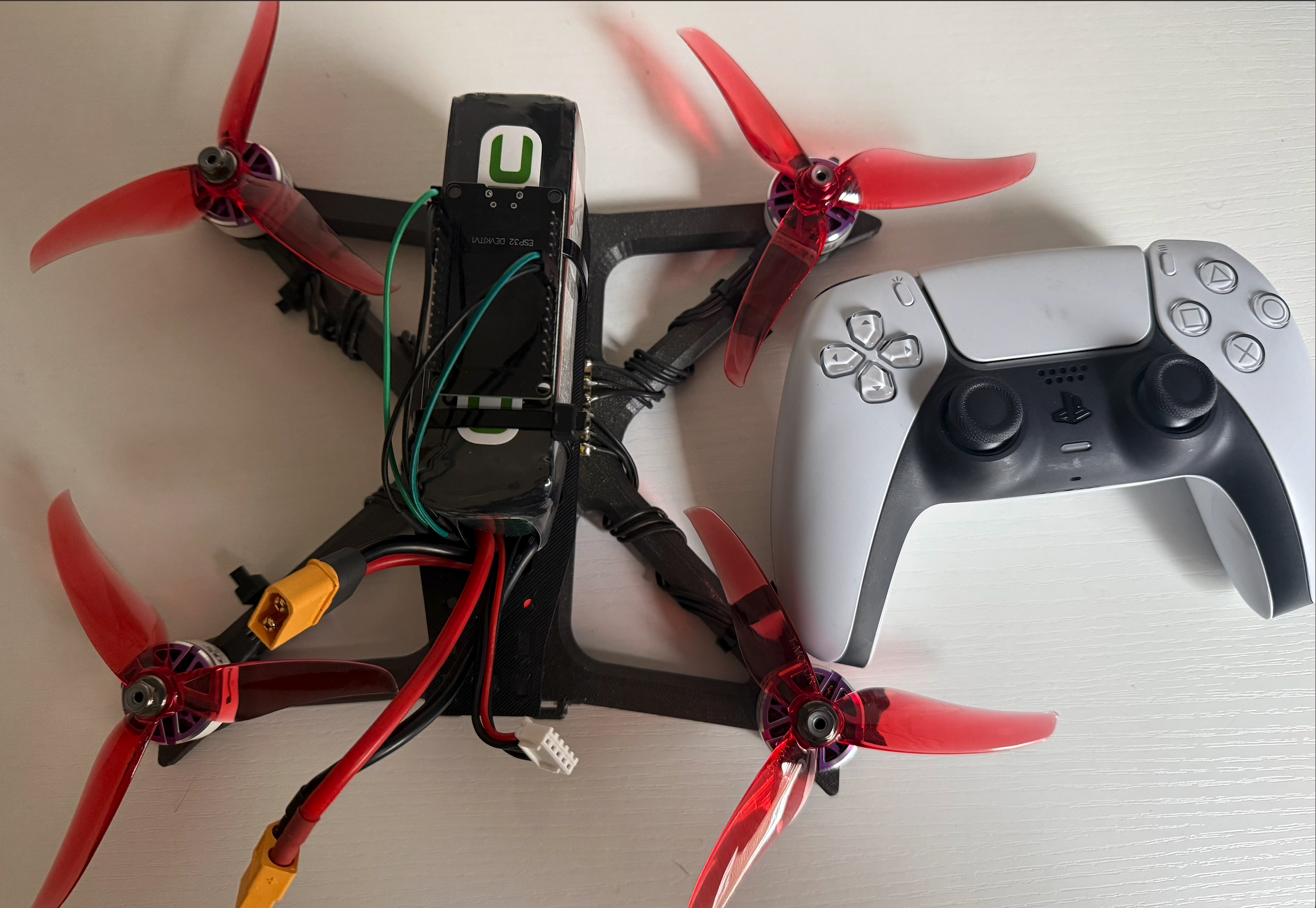 Custom-built quadcopter drone with hand gesture control